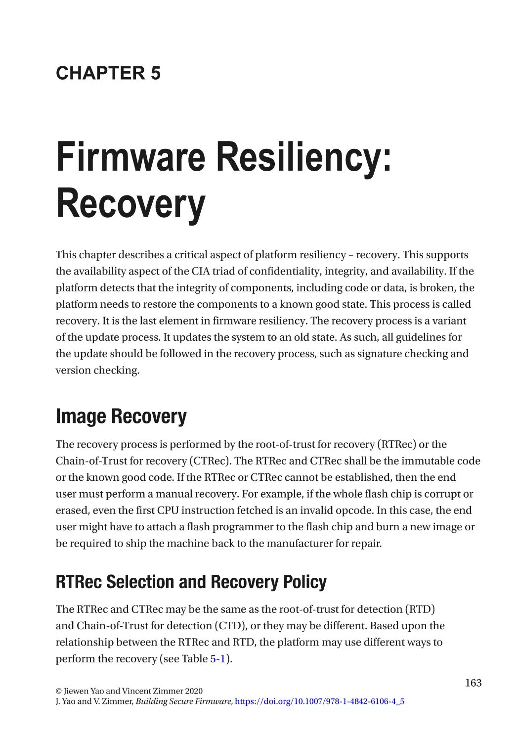 Chapter 5
Image Recovery
RTRec Selection and Recovery Policy