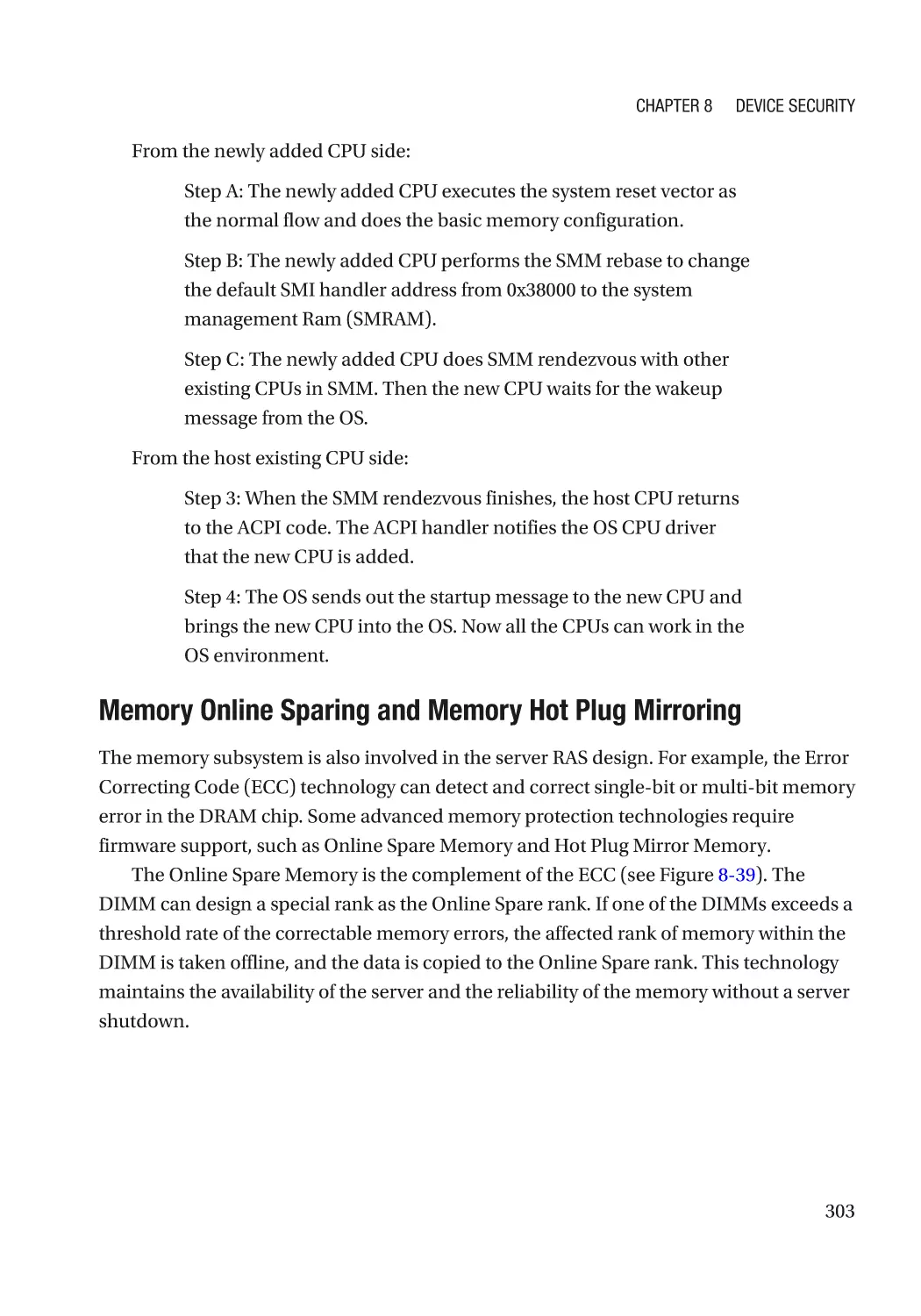 Memory Online Sparing and Memory Hot Plug Mirroring