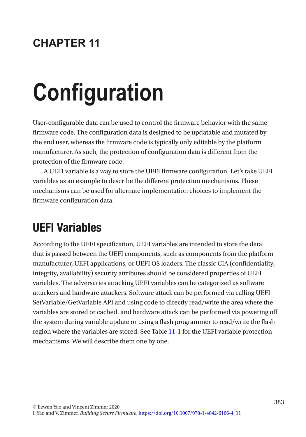 Chapter 11
UEFI Variables