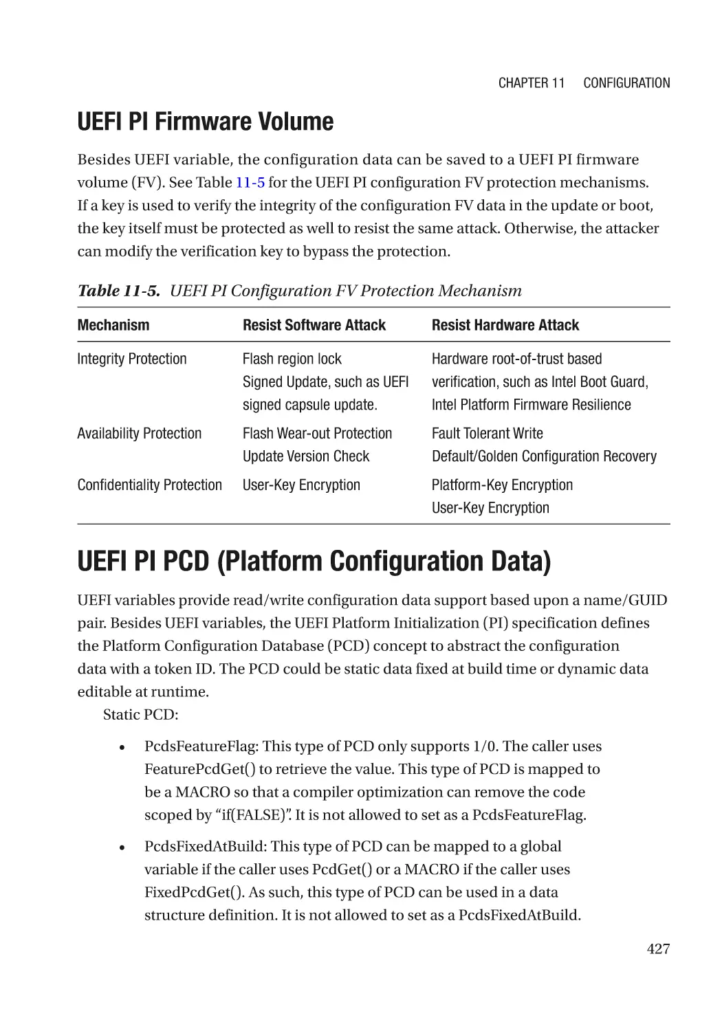 UEFI PI Firmware Volume
UEFI PI PCD (Platform Configuration Data)
