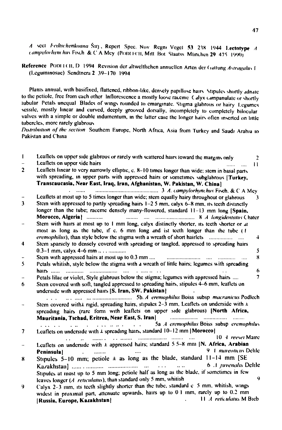 A taxonomic revision of the genus Astragalus L. (Leguminosae) in the ...