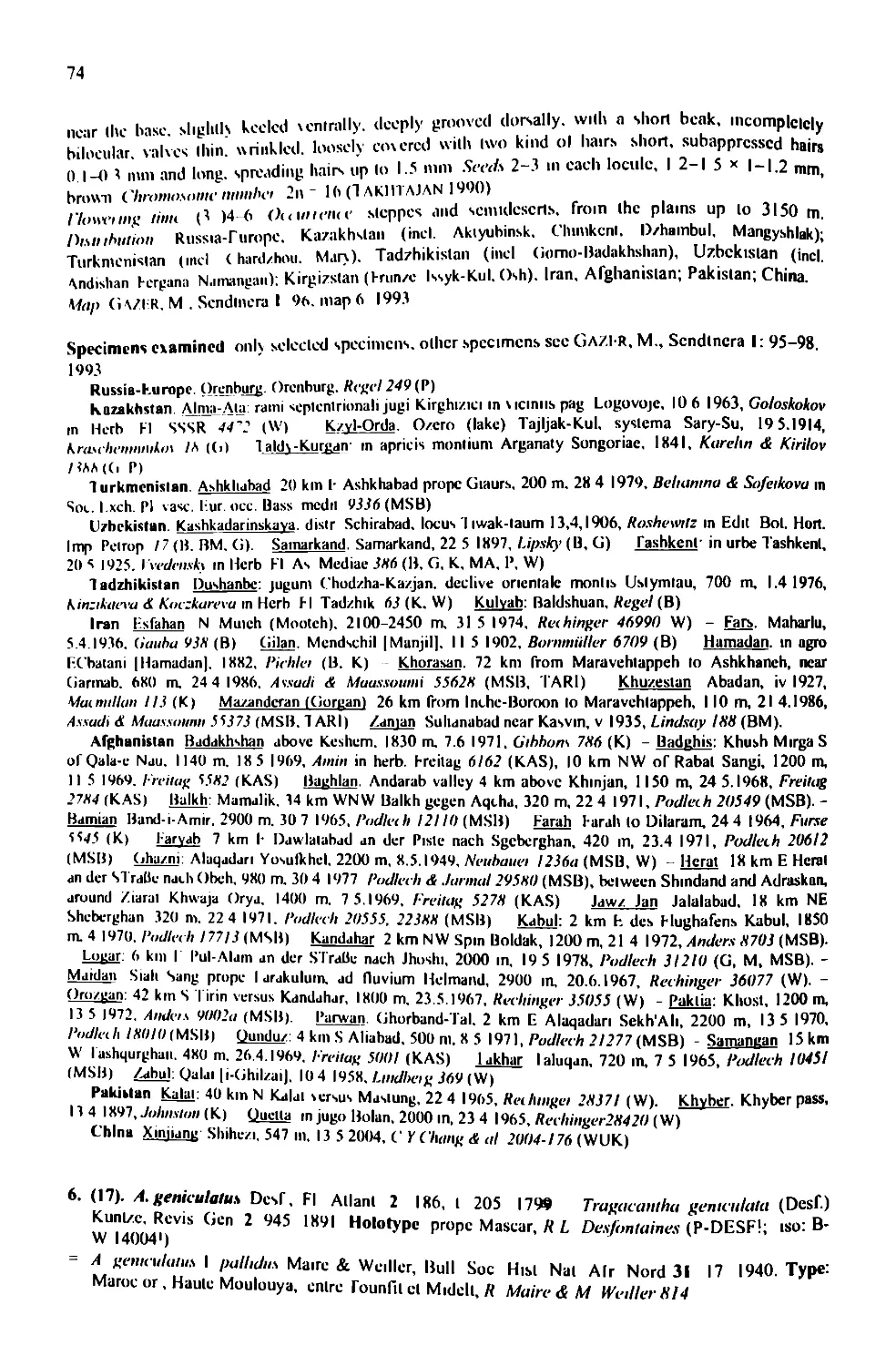 A taxonomic revision of the genus Astragalus L. (Leguminosae) in the ...