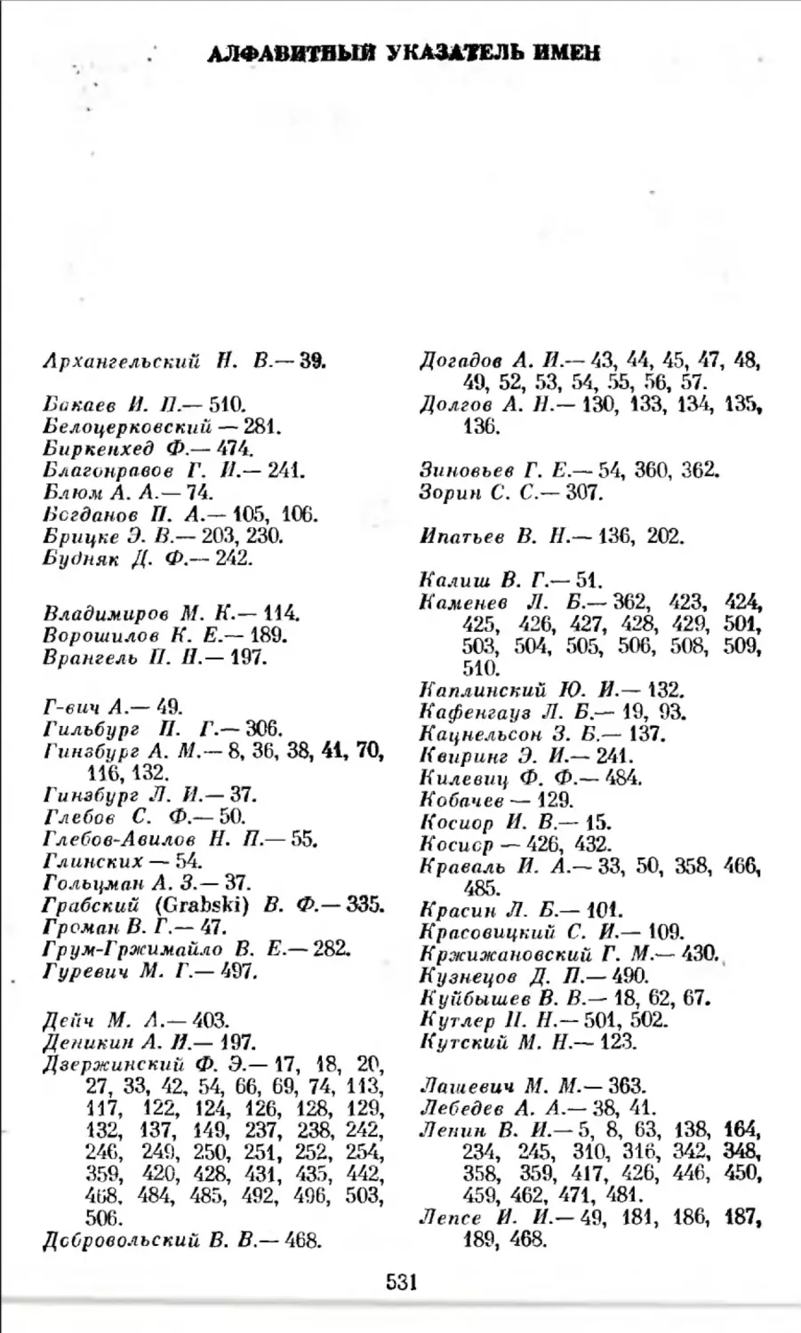 Алфавитный указатель имен