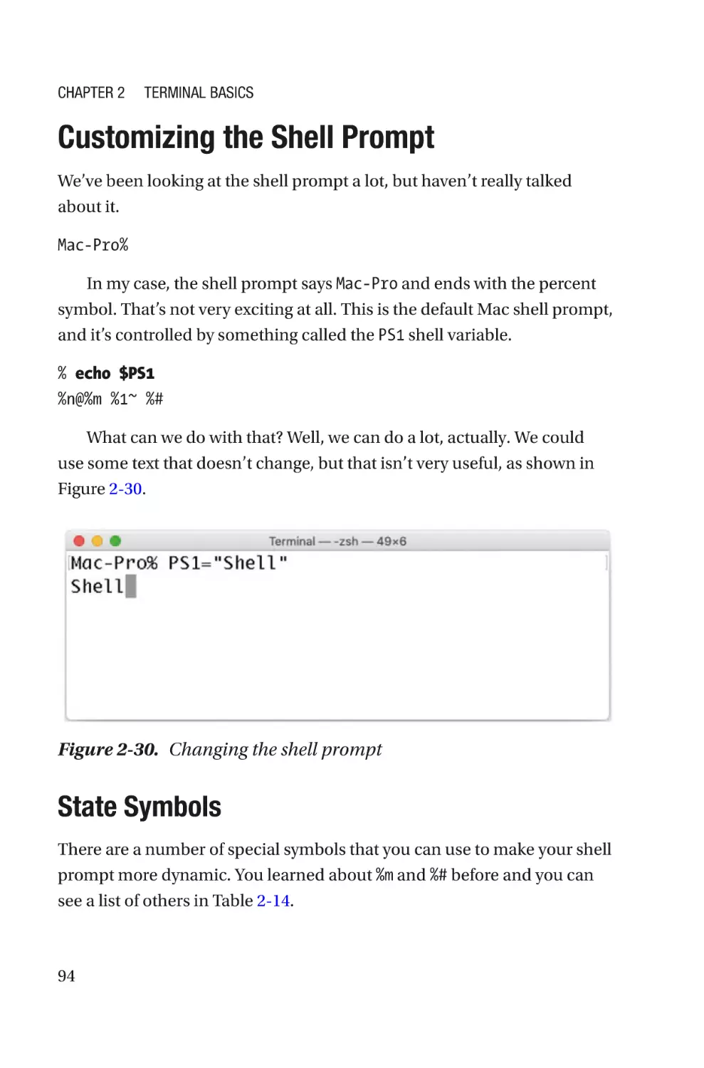 Customizing the Shell Prompt
State Symbols