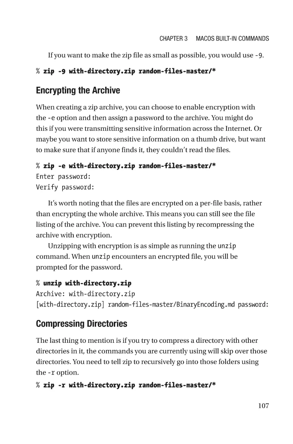 Encrypting the Archive
Compressing Directories