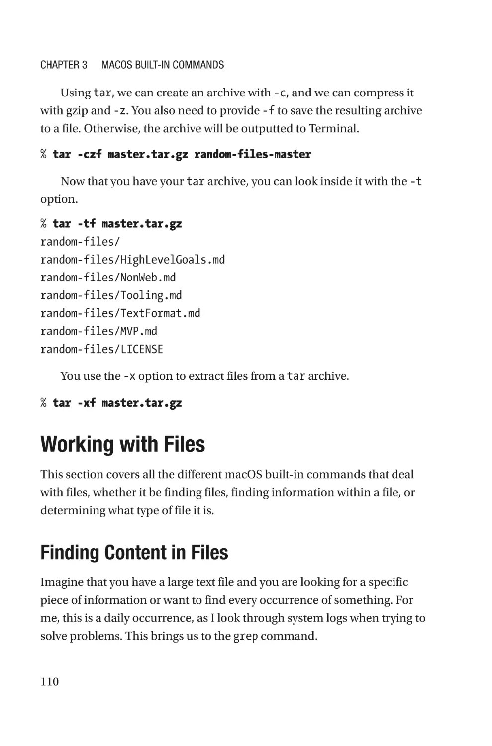 Working with Files
Finding Content in Files