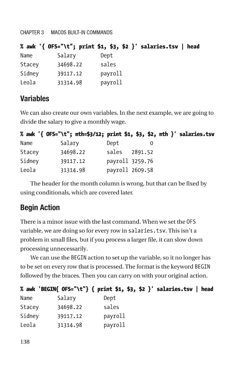 Variables
Begin Action