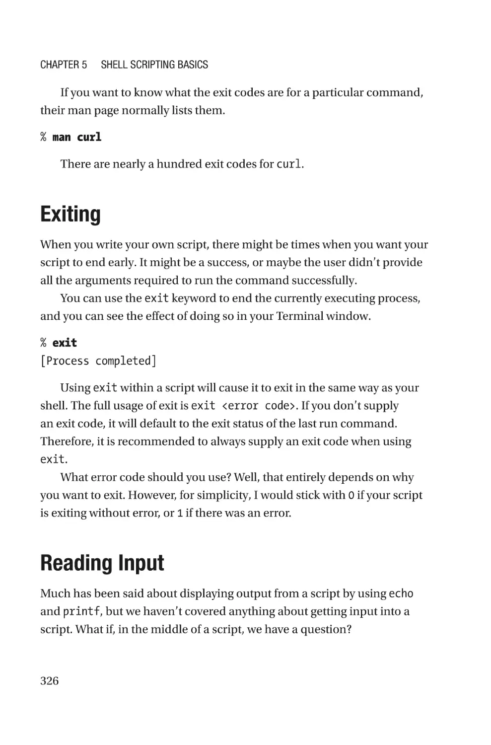 Exiting
Reading Input