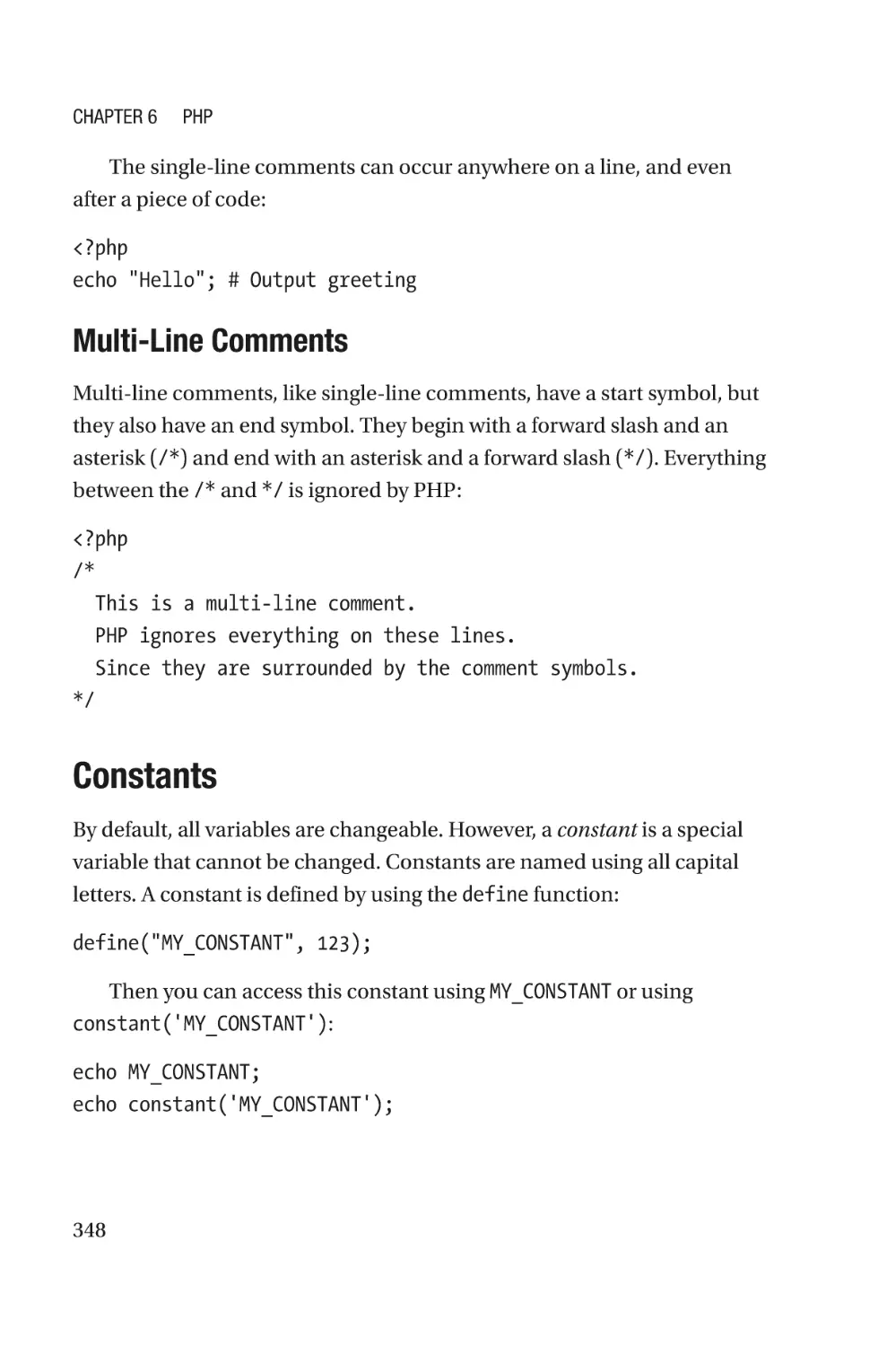 Multi-Line Comments
Constants