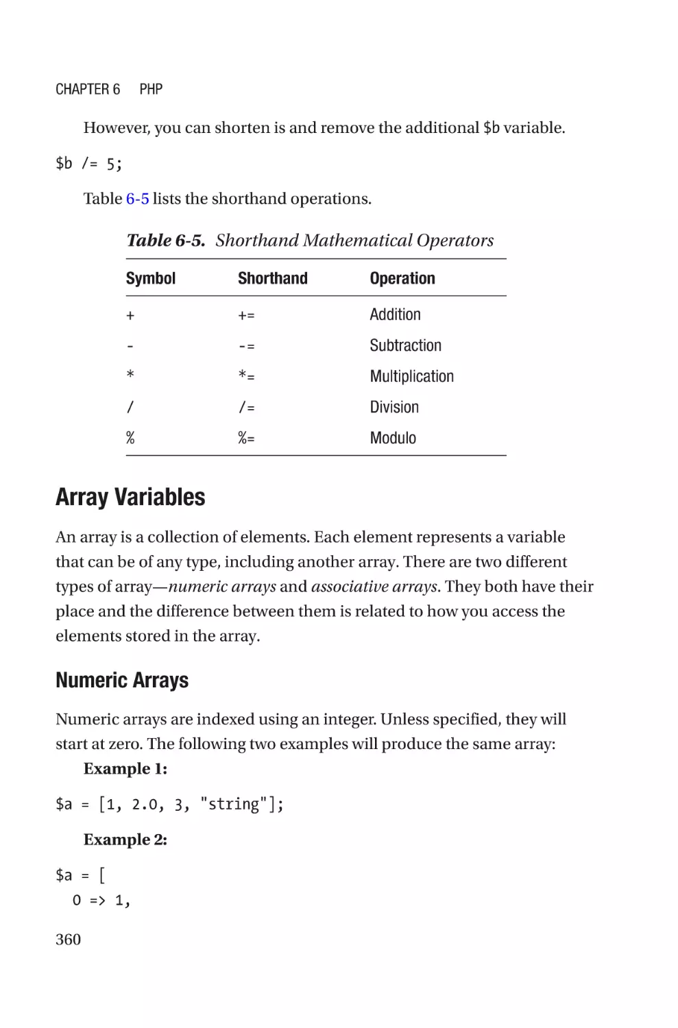 Array Variables
Numeric Arrays