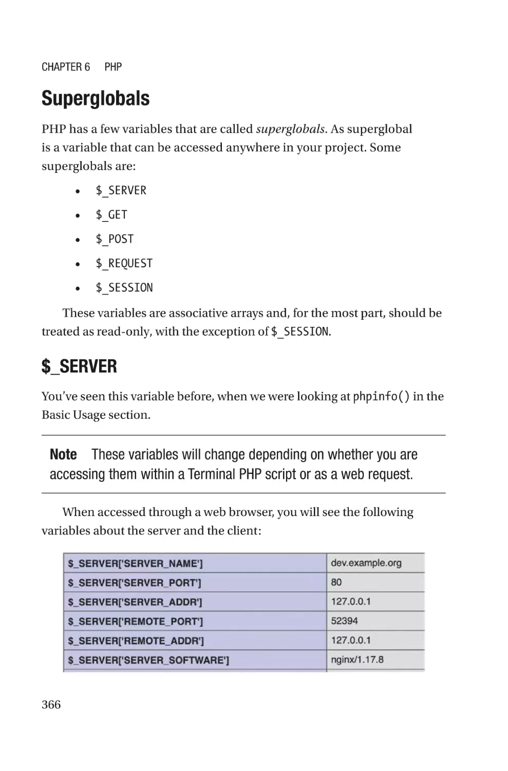 Superglobals
$_SERVER