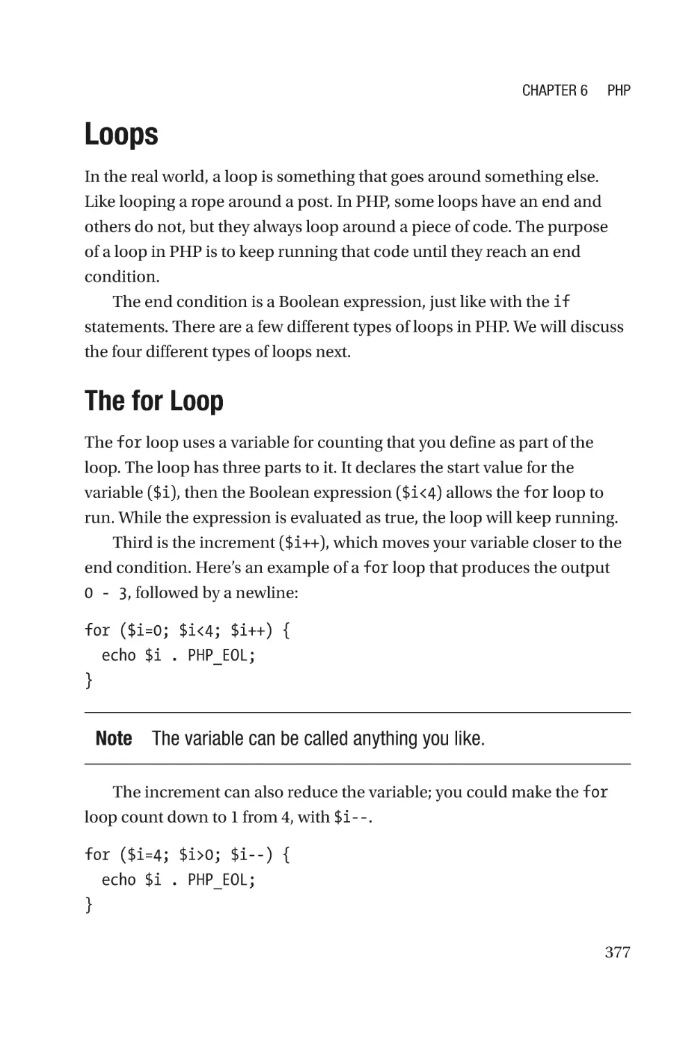 Loops
The for Loop