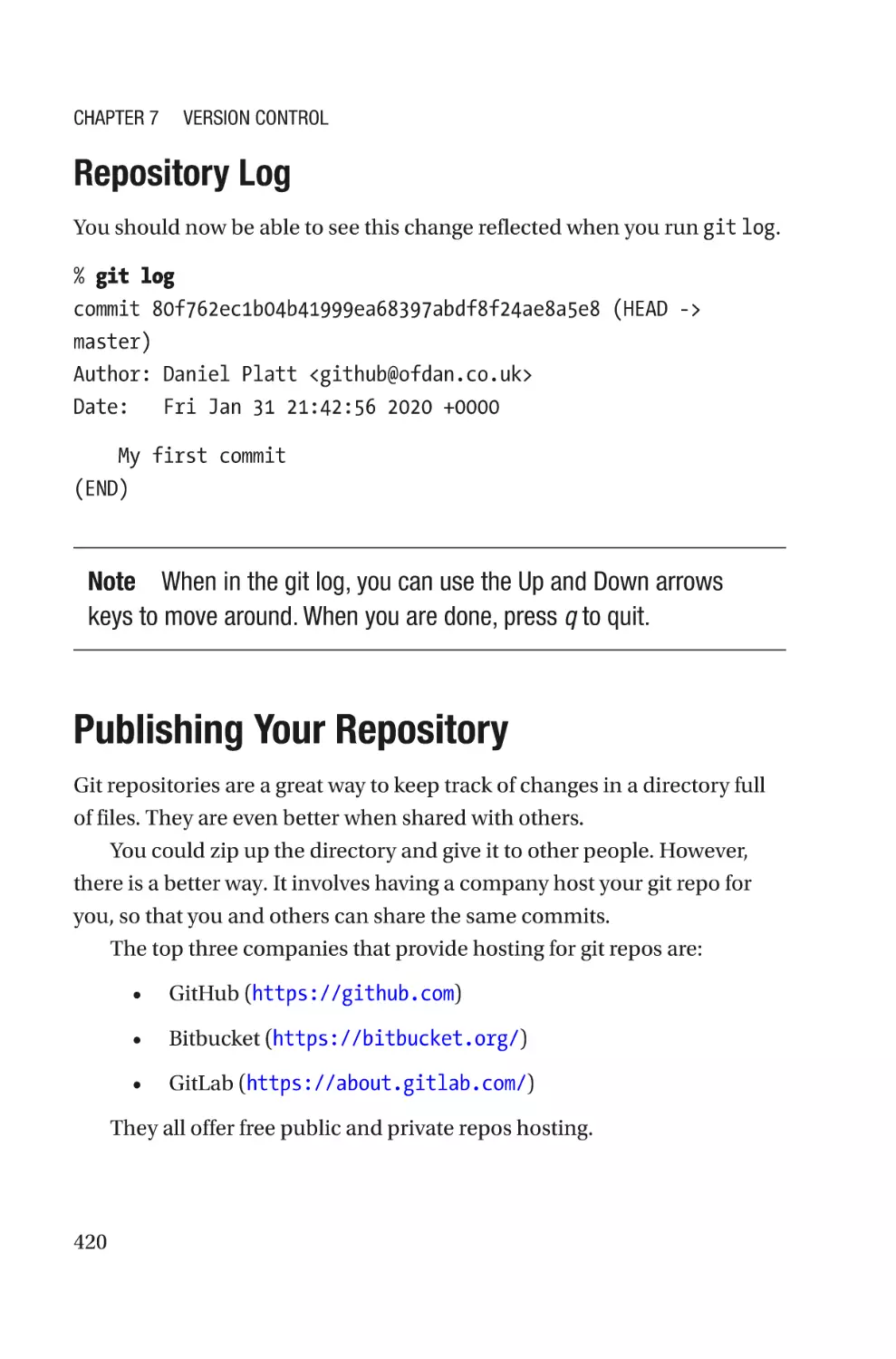 Repository Log
Publishing Your Repository