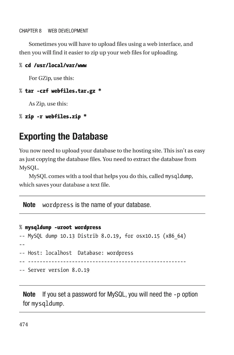 Exporting the Database