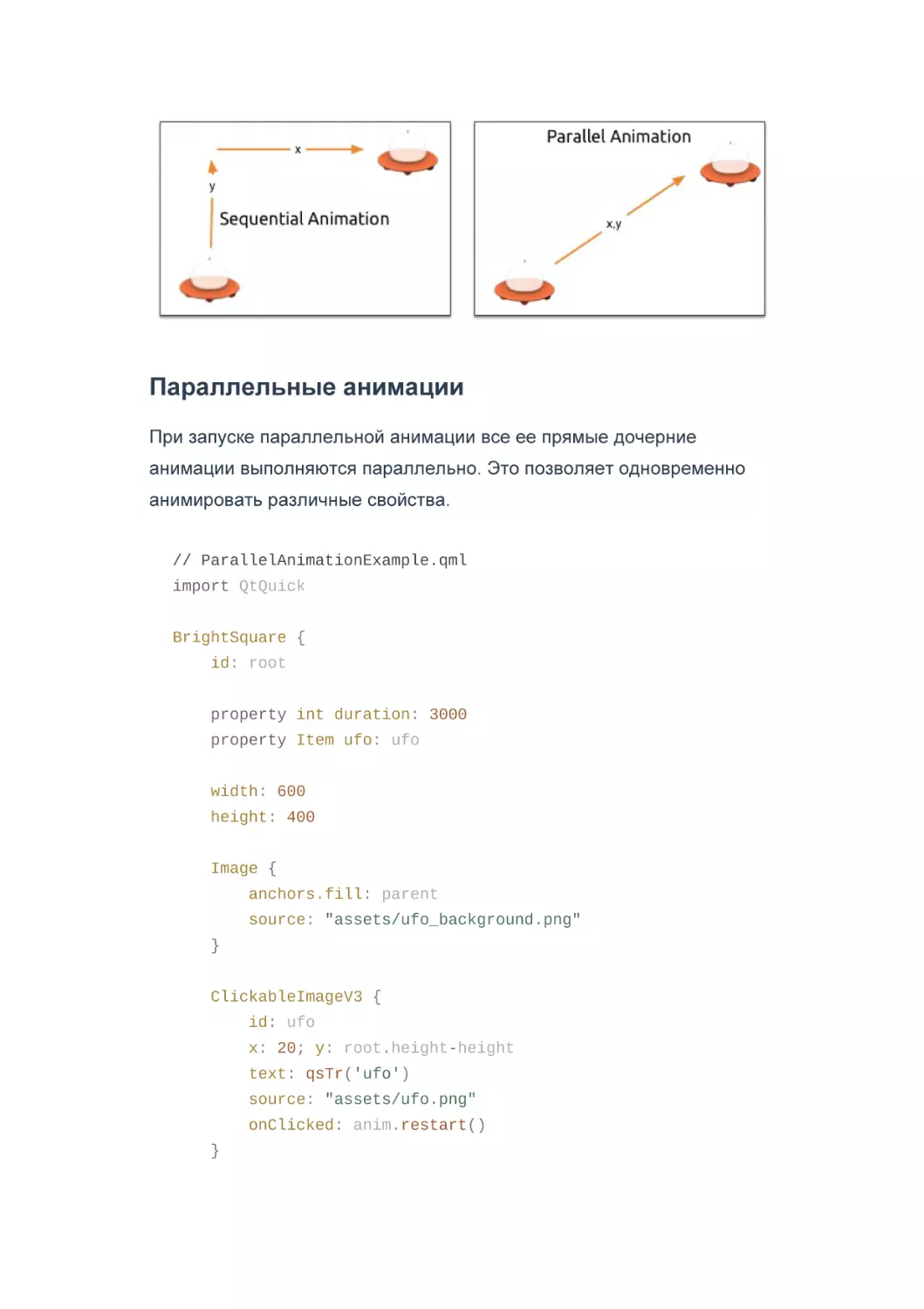 Параллельные анимации