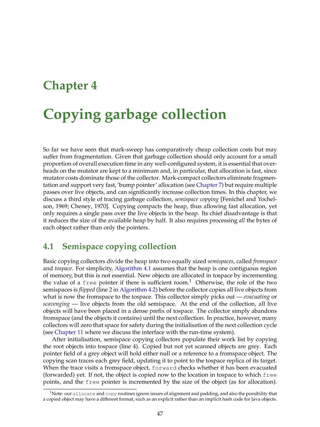 4. Copying garbage collection
4.1. Semispace copying collection