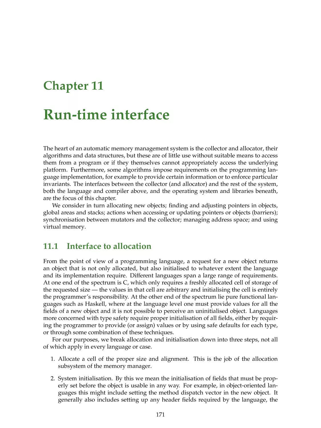 11. Run-time interface
11.1. Interface to allocation