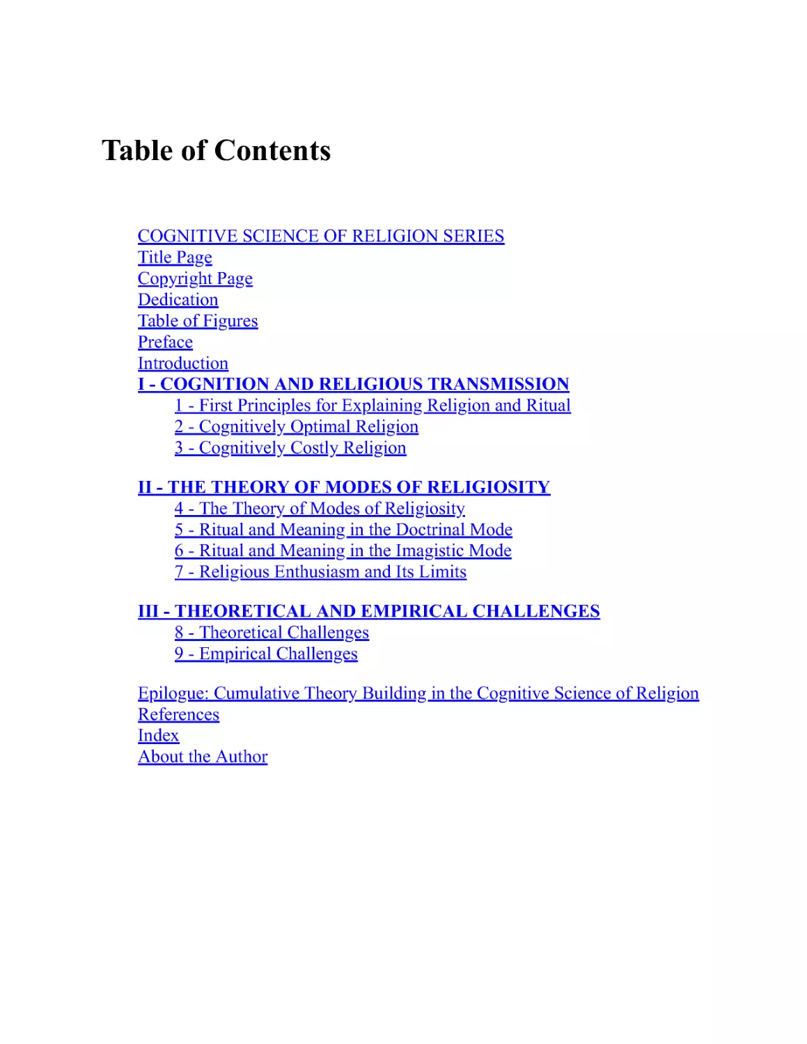 Table of Contents