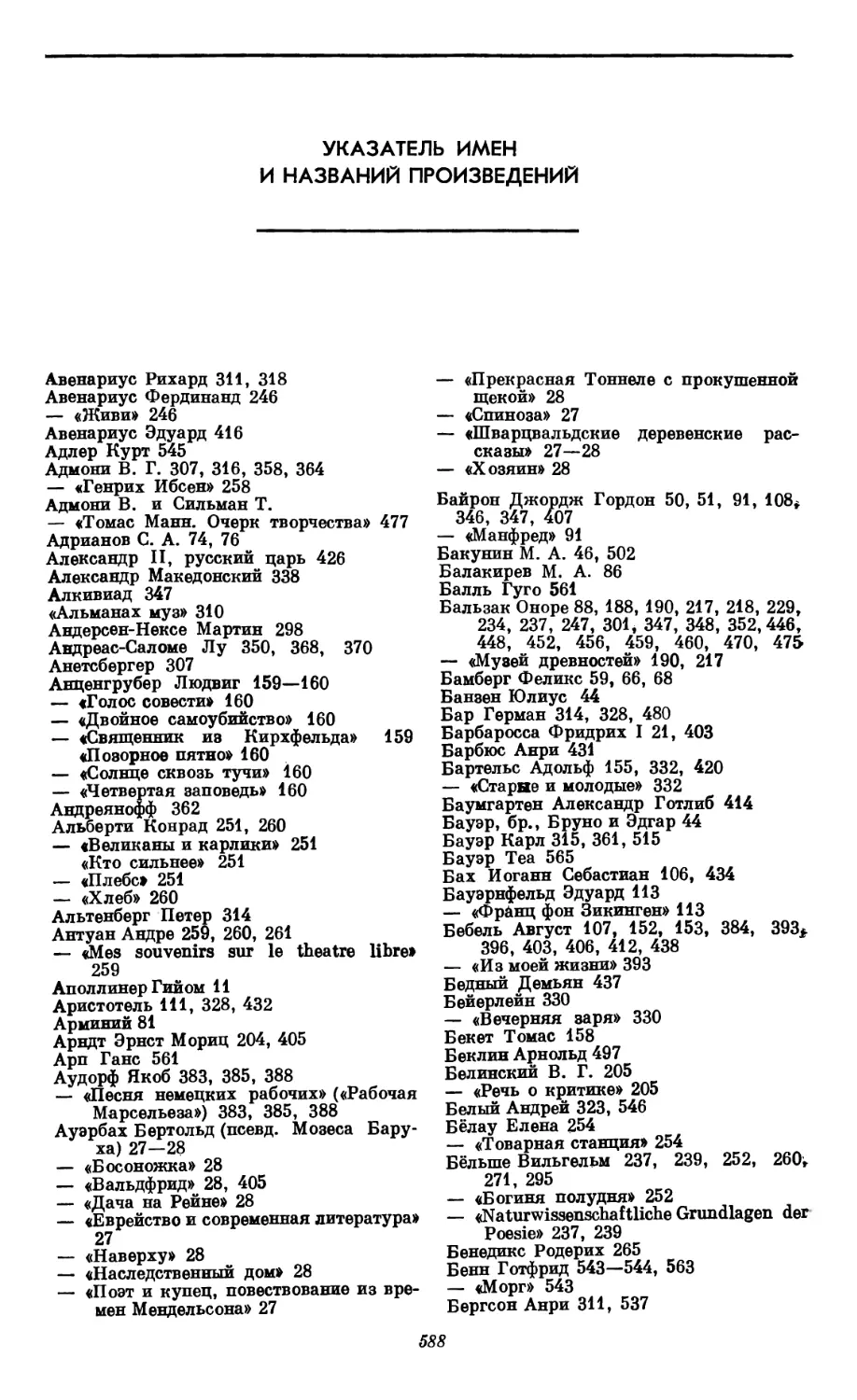 Указатель имен и названий произведений