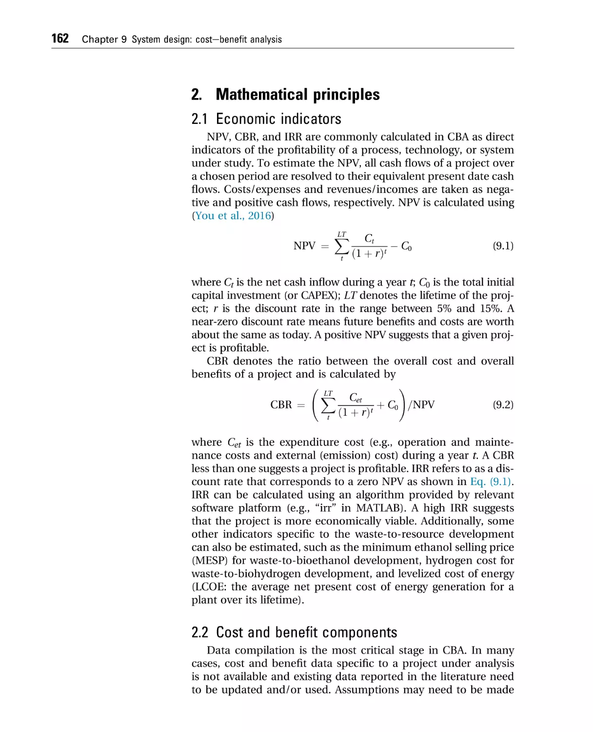 2. Mathematical principles
2.1 Economic indicators
2.2 Cost and benefit components