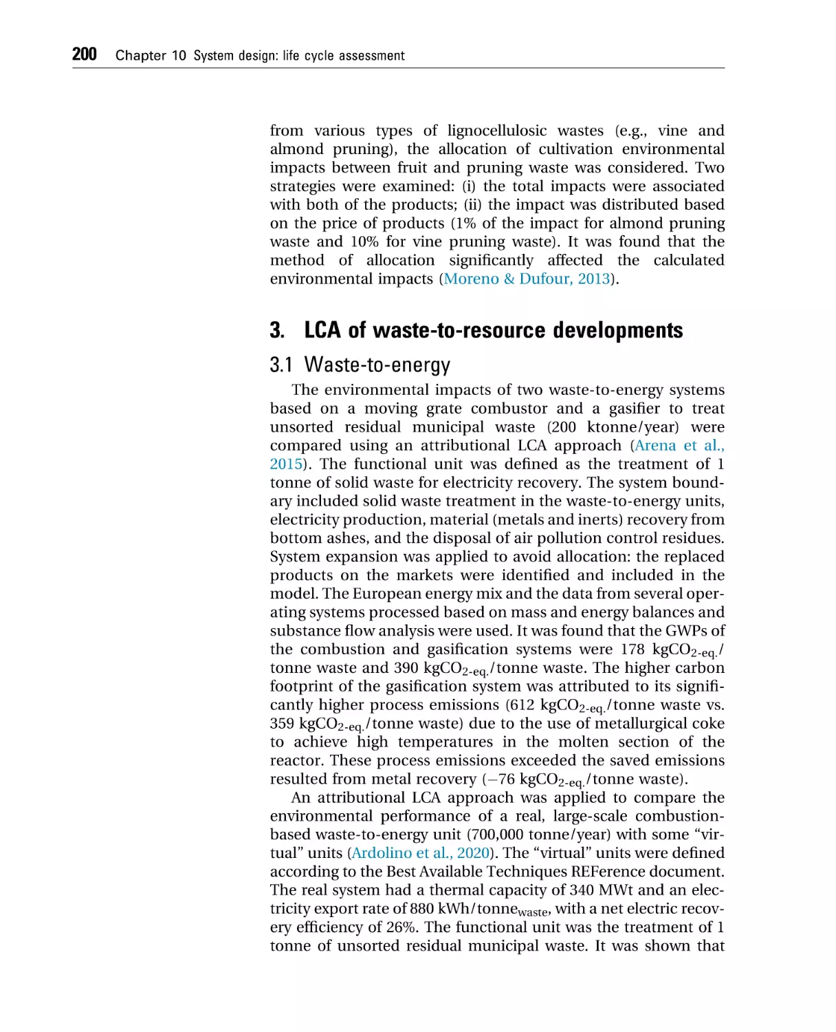 3. LCA of waste-to-resource developments
3.1 Waste-to-energy