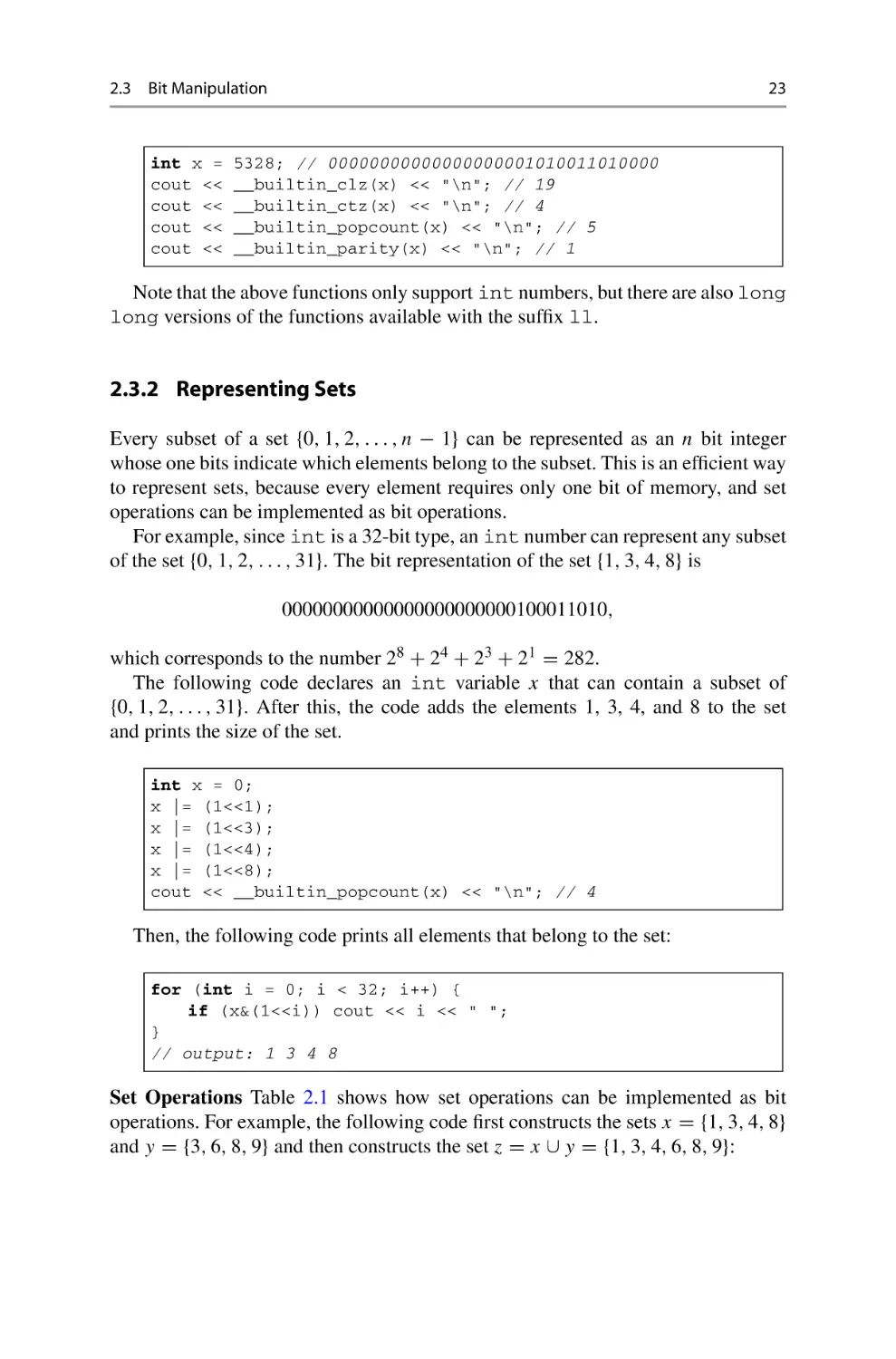 2.3.2 Representing Sets