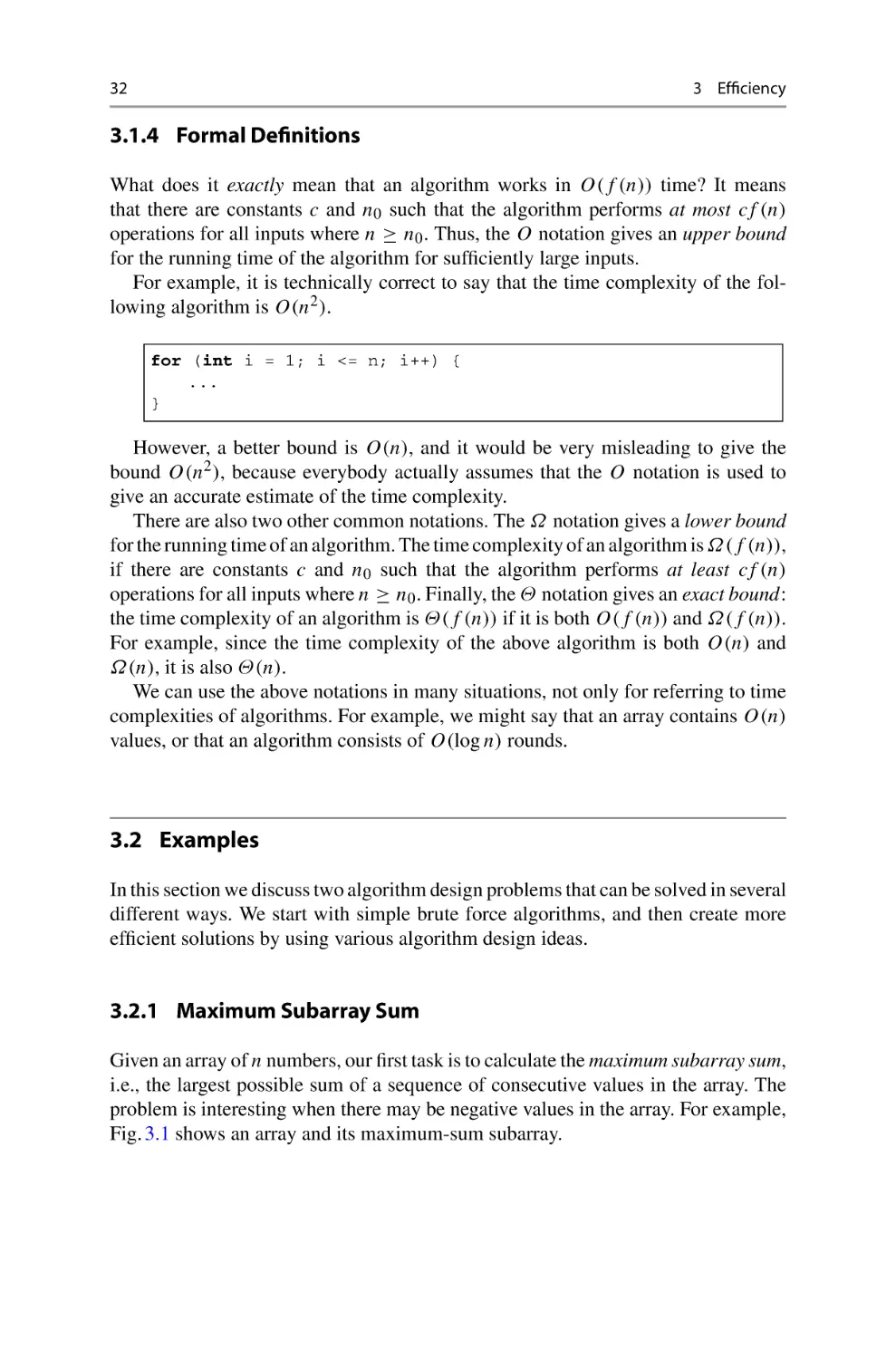 3.1.4 Formal Definitions
3.2 Examples
3.2.1 Maximum Subarray Sum