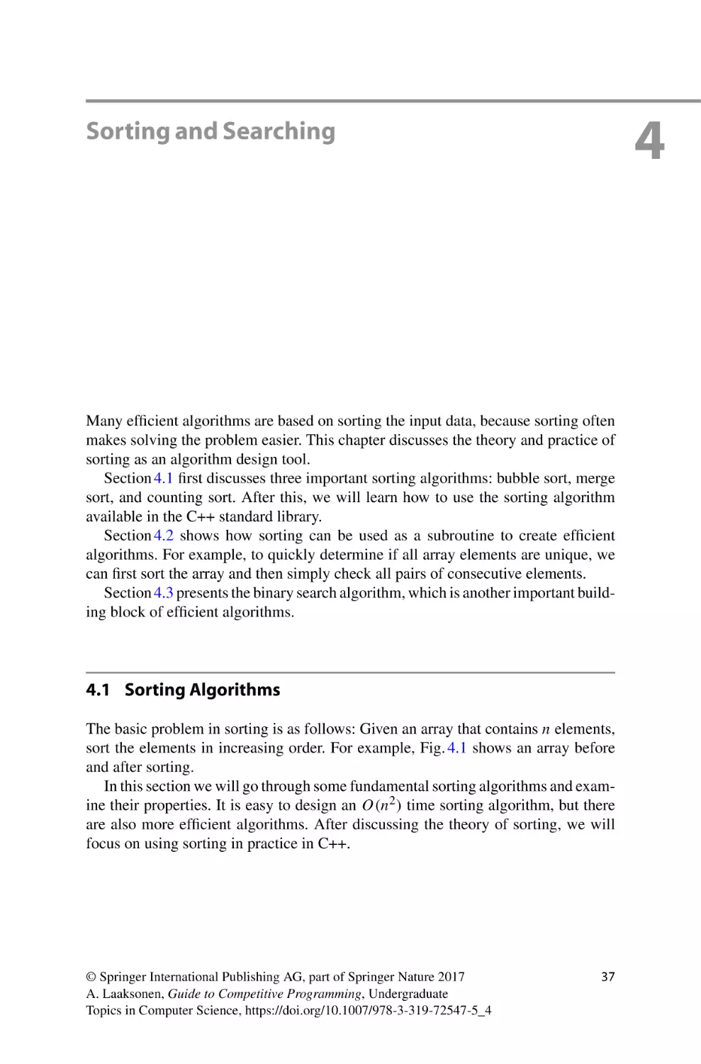 4 Sorting and Searching
4.1 Sorting Algorithms