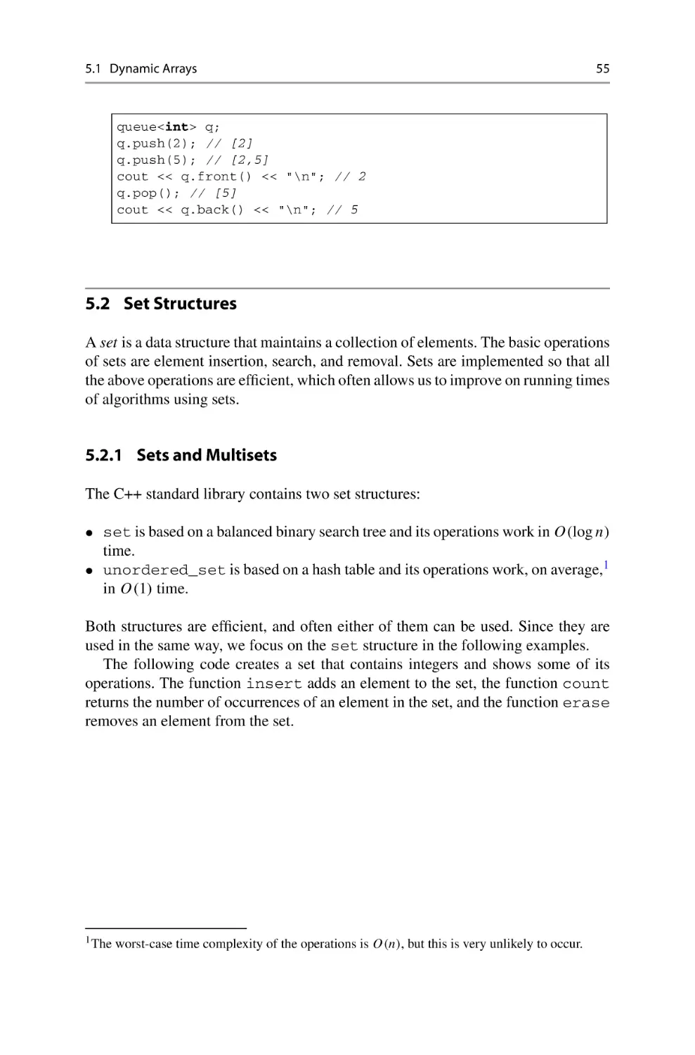 5.2 Set Structures
5.2.1 Sets and Multisets