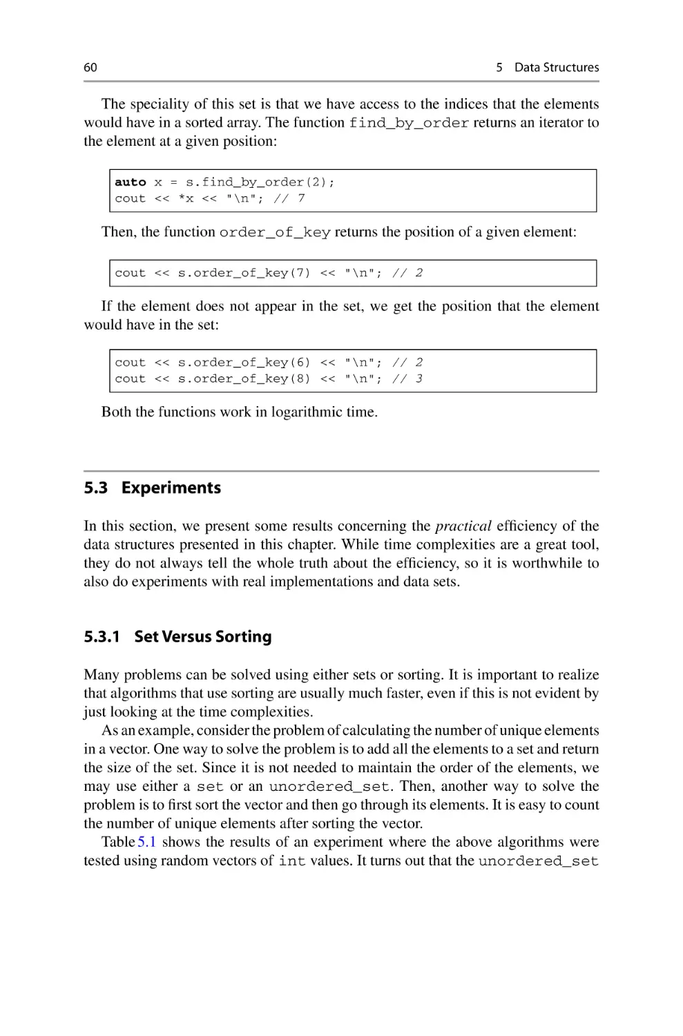 5.3 Experiments
5.3.1 Set Versus Sorting