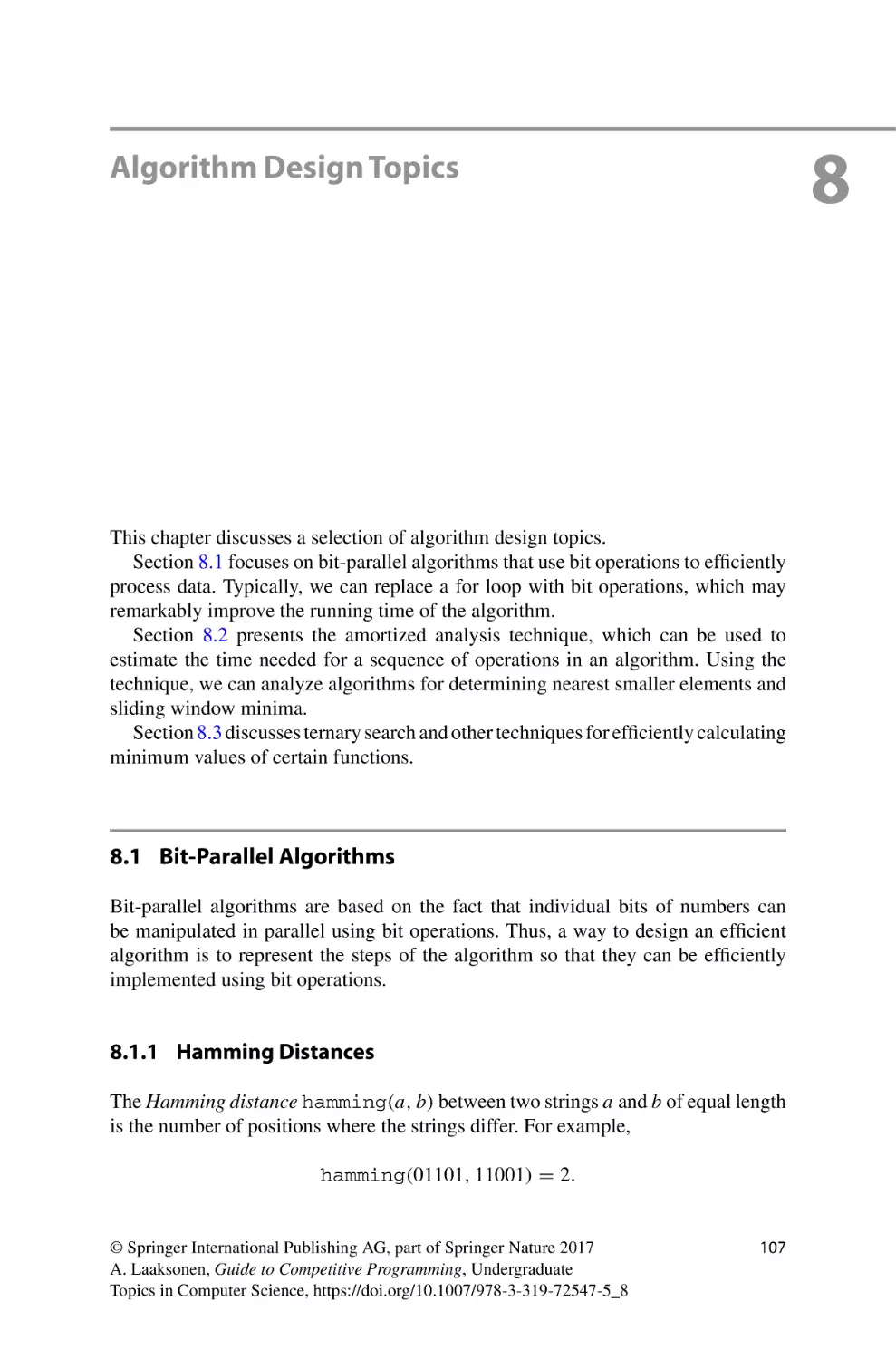 8 Algorithm Design Topics
8.1 Bit-Parallel Algorithms
8.1.1 Hamming Distances