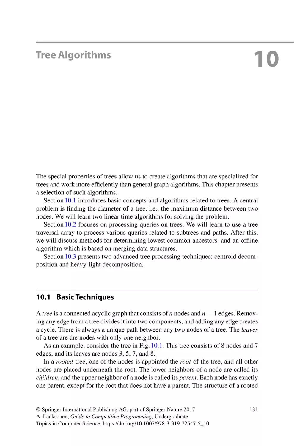 10 Tree Algorithms
10.1 Basic Techniques