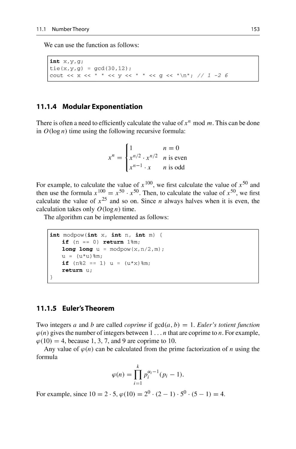 11.1.4 Modular Exponentiation
11.1.5 Euler's Theorem