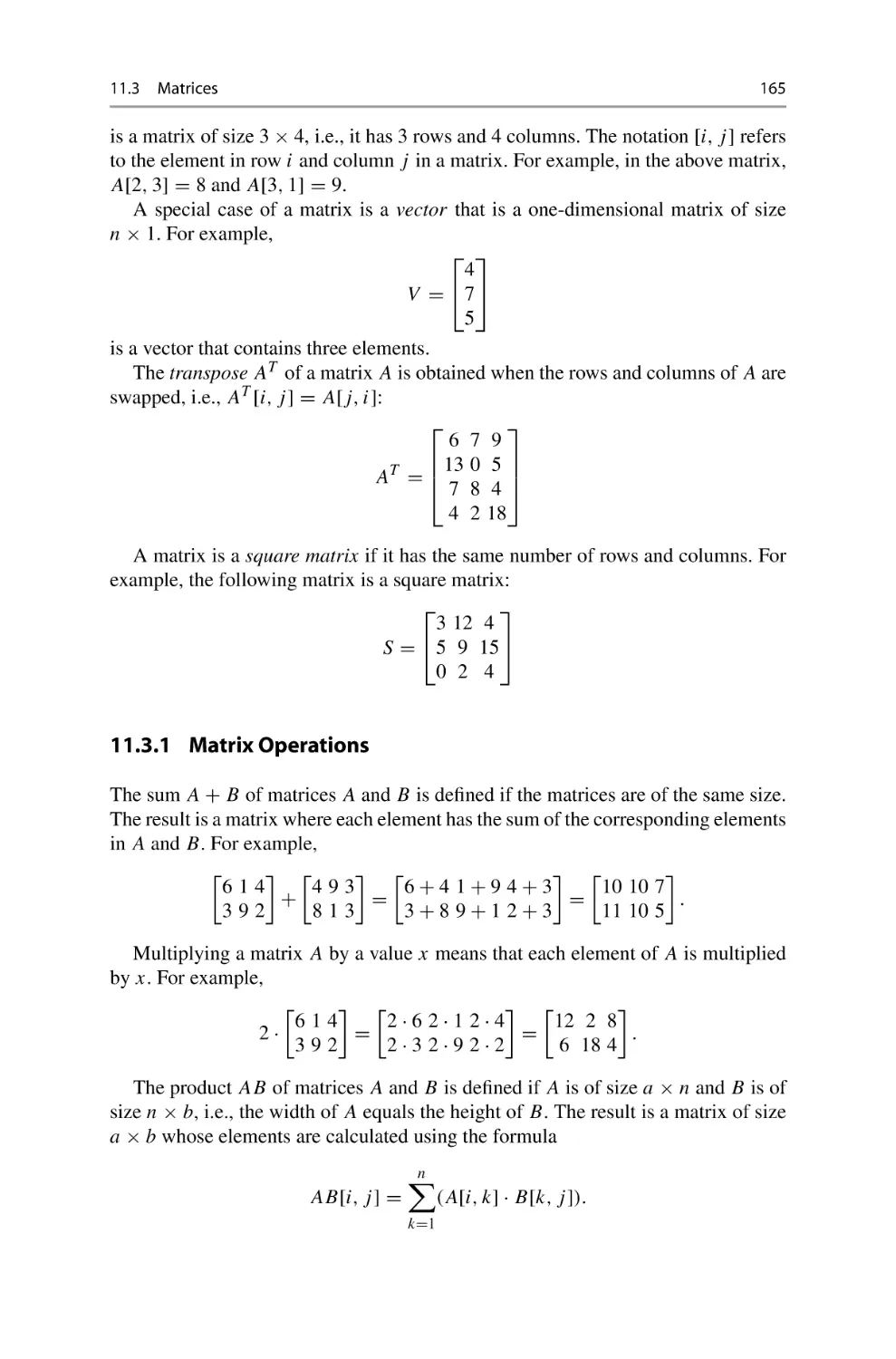 11.3.1 Matrix Operations