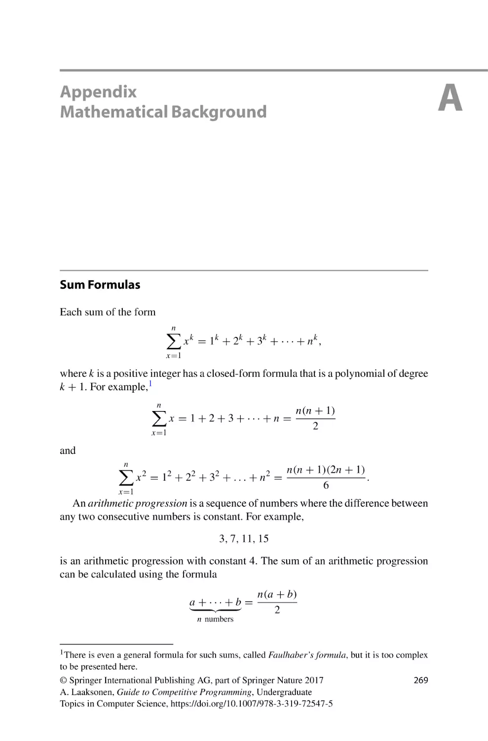 A Appendix  Mathematical Background
Sum Formulas