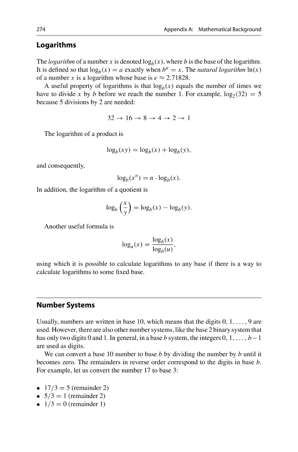 Logarithms
Number Systems