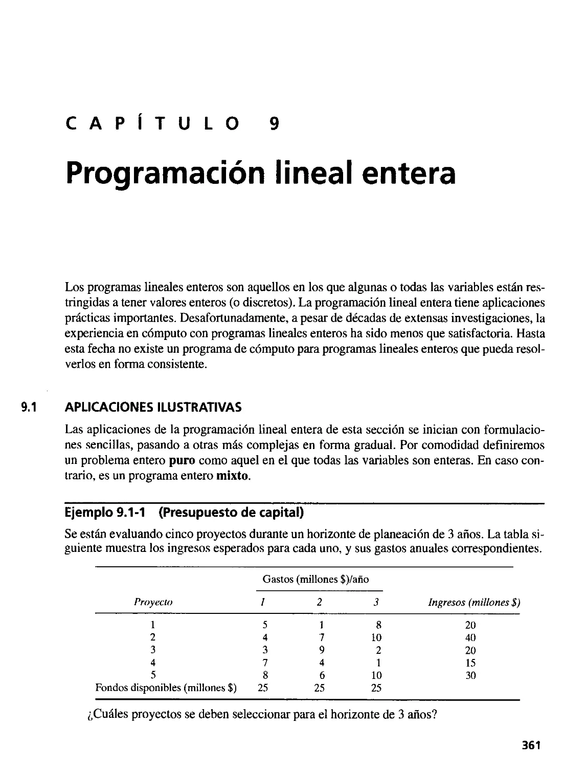 9. Programación lineal entera