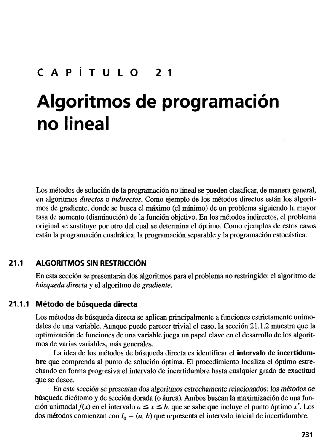 21. Algoritmos de programación no lineal