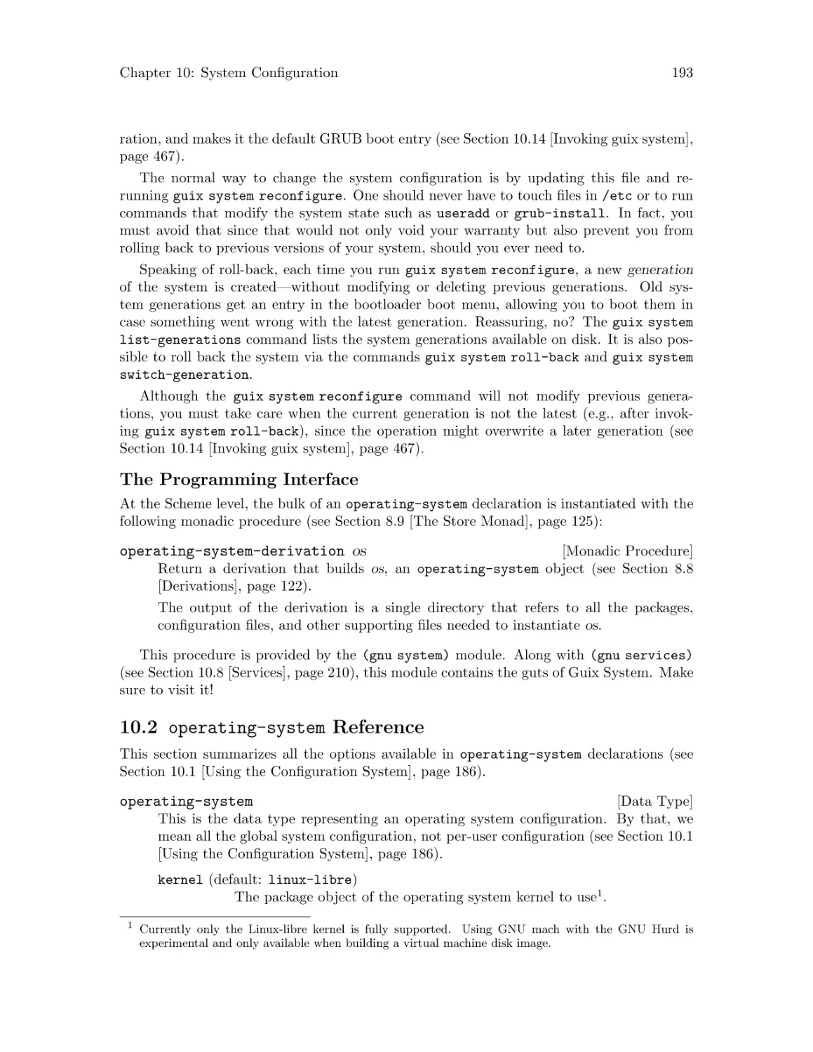 The Programming Interface
operating-system Reference