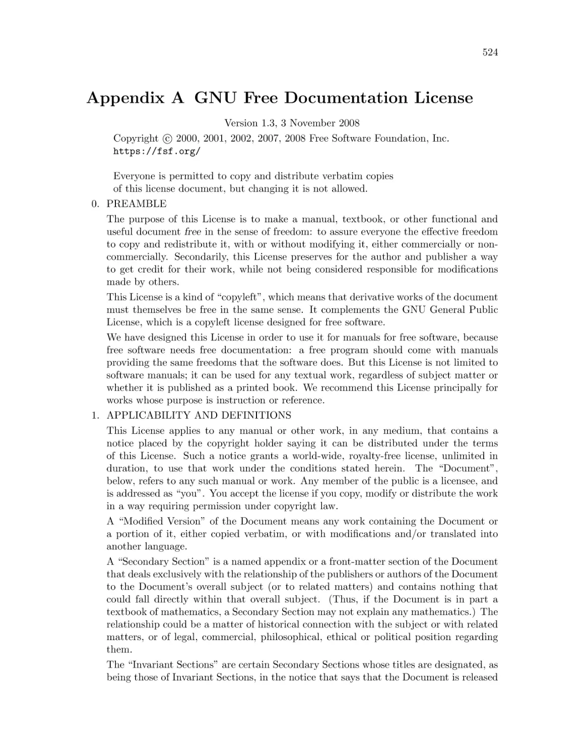 GNU Free Documentation License