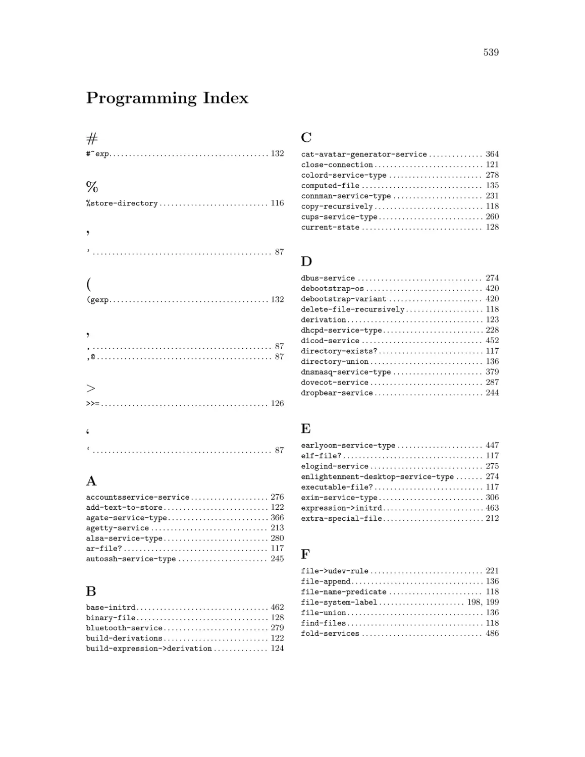 Programming Index