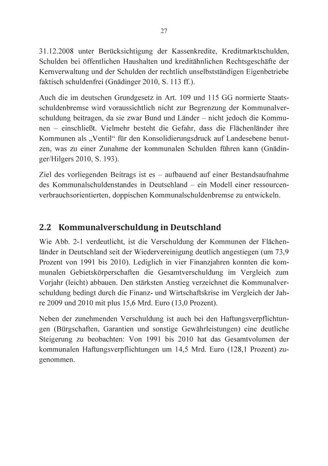 2.2 Kommunalverschuldung in Deutschland