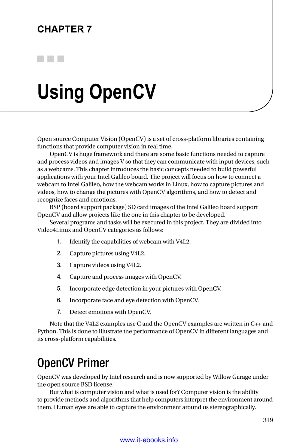 Chapter 7
OpenCV Primer