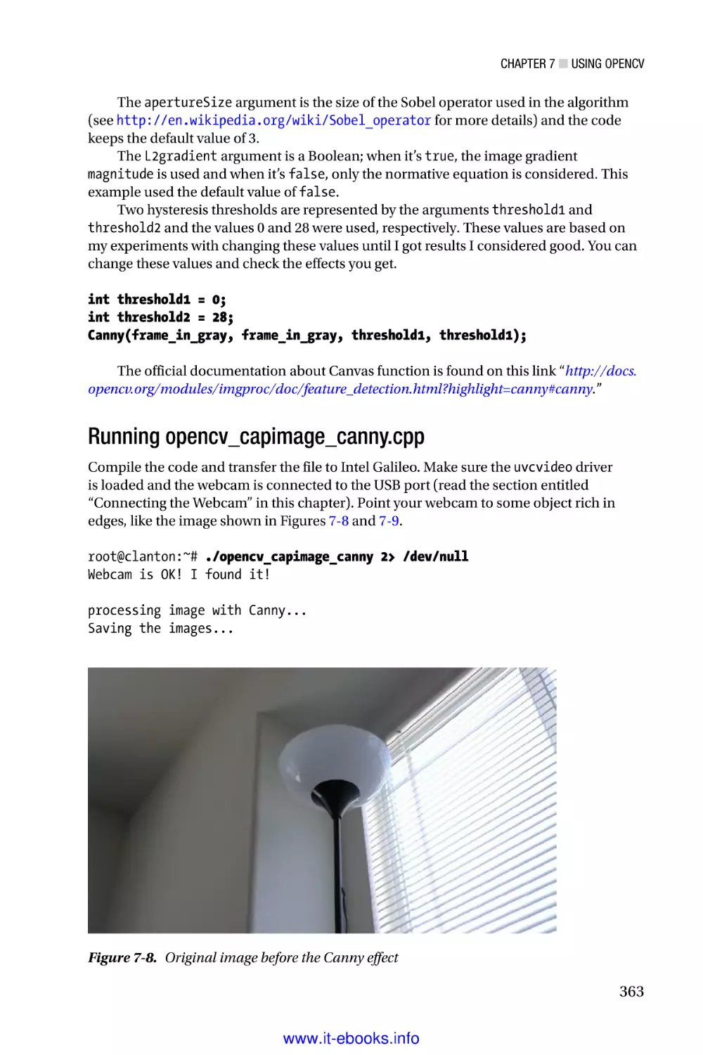 Running opencv_capimage_canny.cpp