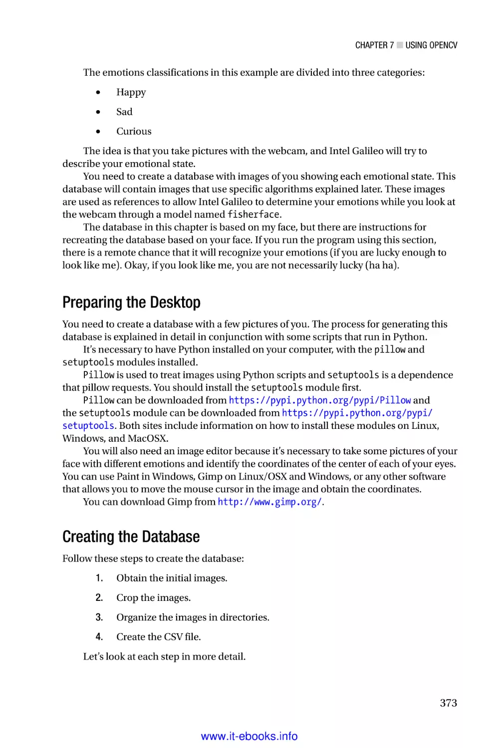 Preparing the Desktop
Creating the Database