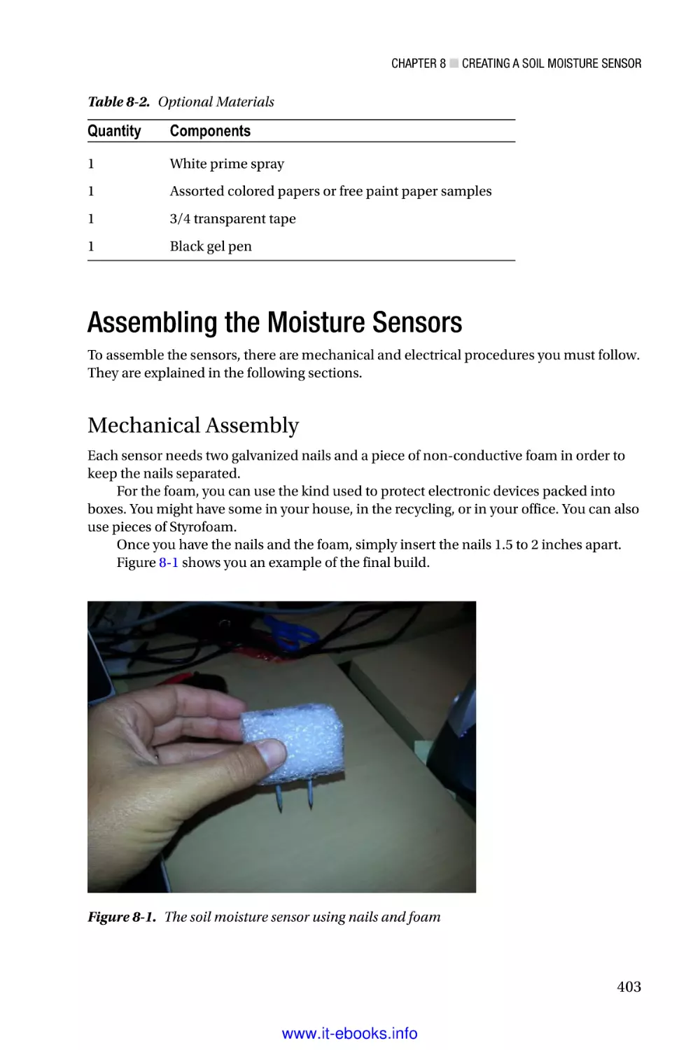Assembling the Moisture Sensors
Mechanical Assembly