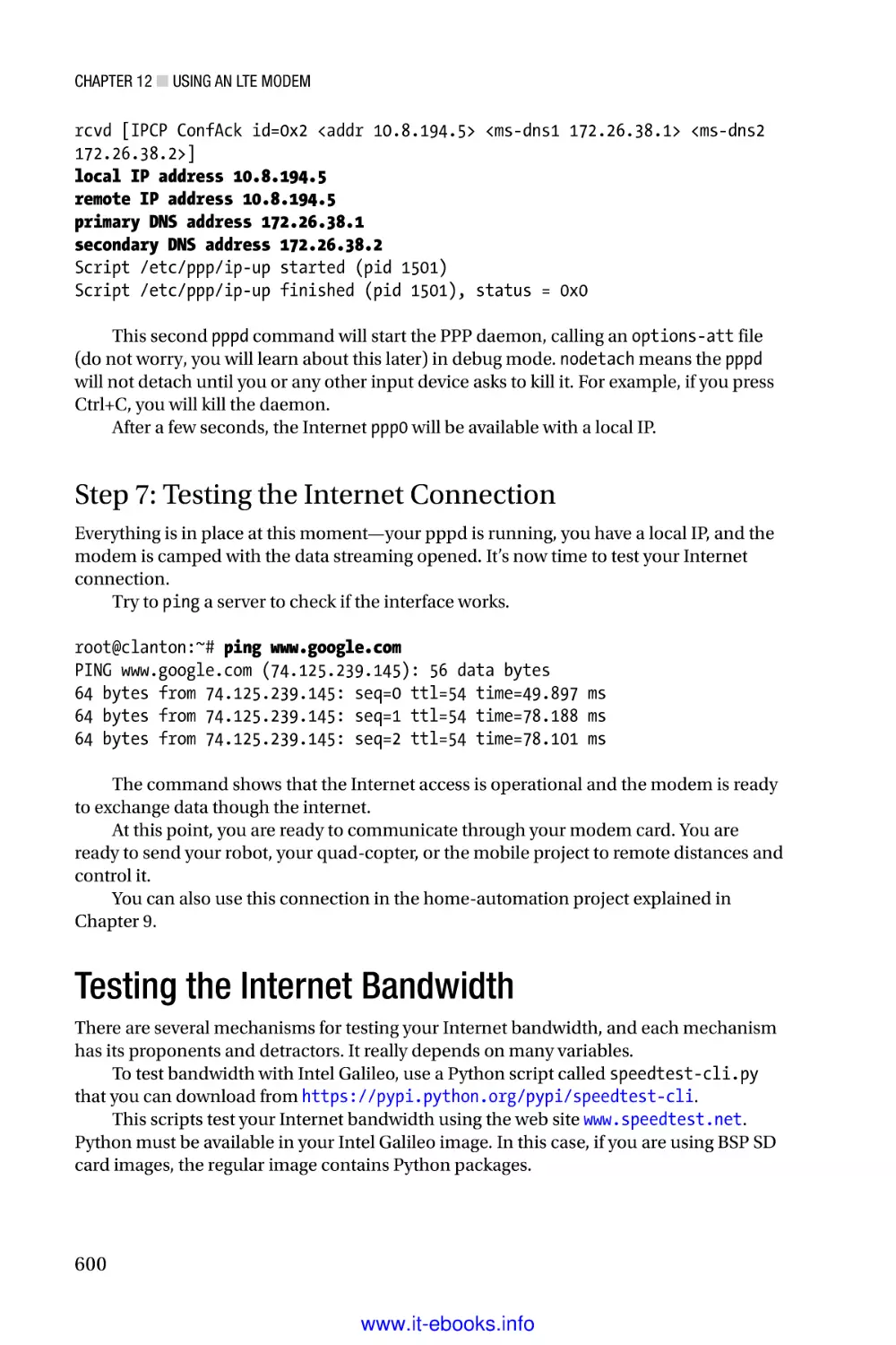 Step 7
Testing the Internet Bandwidth