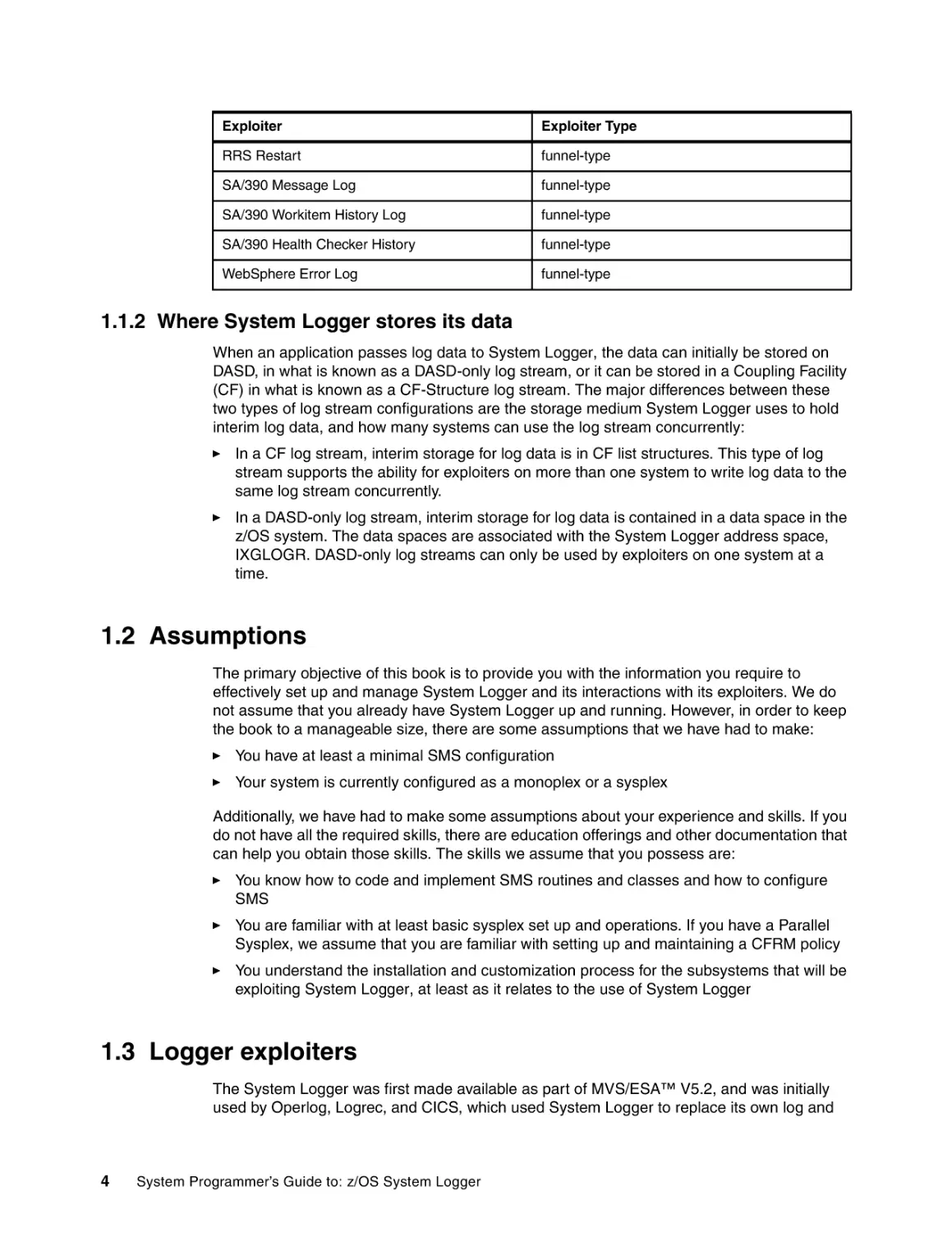 1.1.2 Where System Logger stores its data
1.2 Assumptions
1.3 Logger exploiters