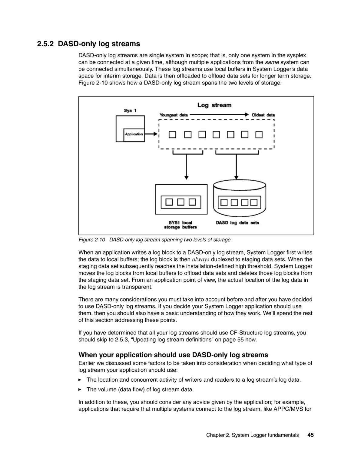 2.5.2 DASD-only log streams