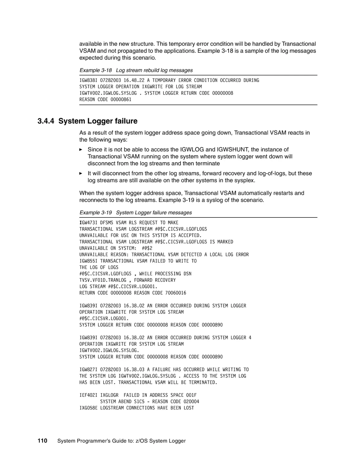 3.4.4 System Logger failure